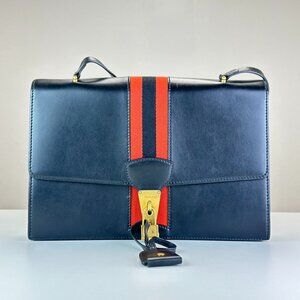 Gucci Black Leather Large Shoulder Bag Crossbody